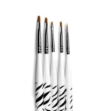 Set 5 pensule Gel Unghii Zebra maner scurt