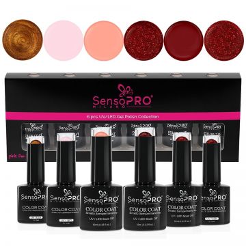 Set 6 Oje Semipermanente 10ml SensoPRO Milano, Cherry Cherry Lady