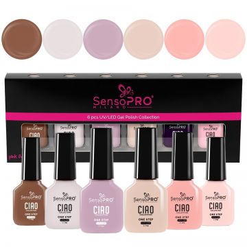 Set 6 Oje Semipermanente CIAO One Step 7ml SensoPRO Milano, Nude Grace