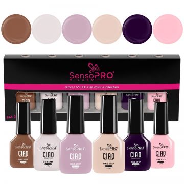 Set 6 Oje Semipermanente CIAO One Step 7ml SensoPRO Milano, Nude Grace