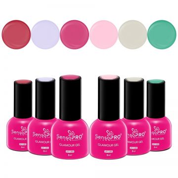 Set 6 Oje Semipermanente Glamour 8ml SensoPRO Milano, Red-y or Not