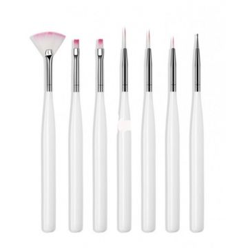 Set 7 pensule maner scurt alb