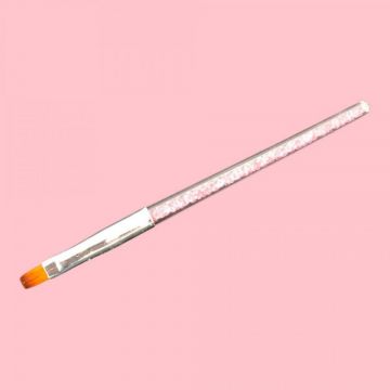 Pensula Gel nr 6 cu cristale roz