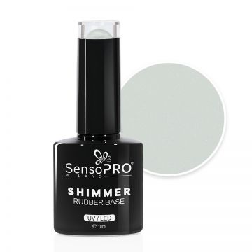 Shimmer Rubber Base SensoPRO Milano - #02 Milky White Shimmer Blue, 10ml