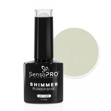 Shimmer Rubber Base SensoPRO Milano - #03 Milky White Shimmer Green, 10ml